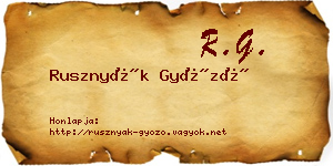 Rusznyák Győző névjegykártya